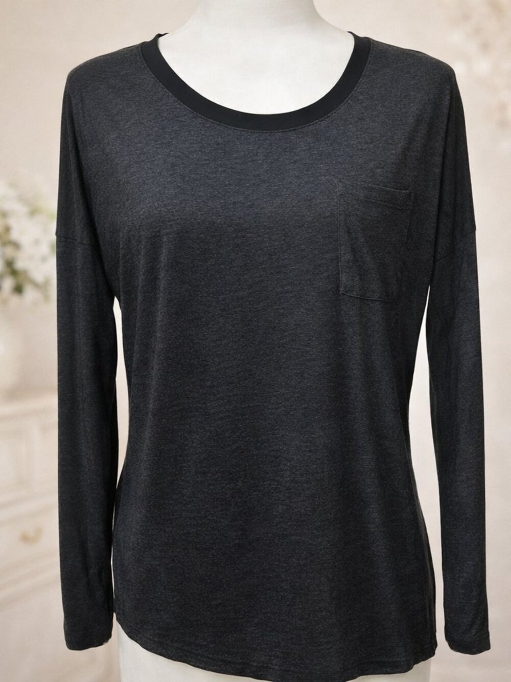 BR Grey Black Jersey Top Tee Semi Sheer Back Capsule Normcore Minimalist Basic